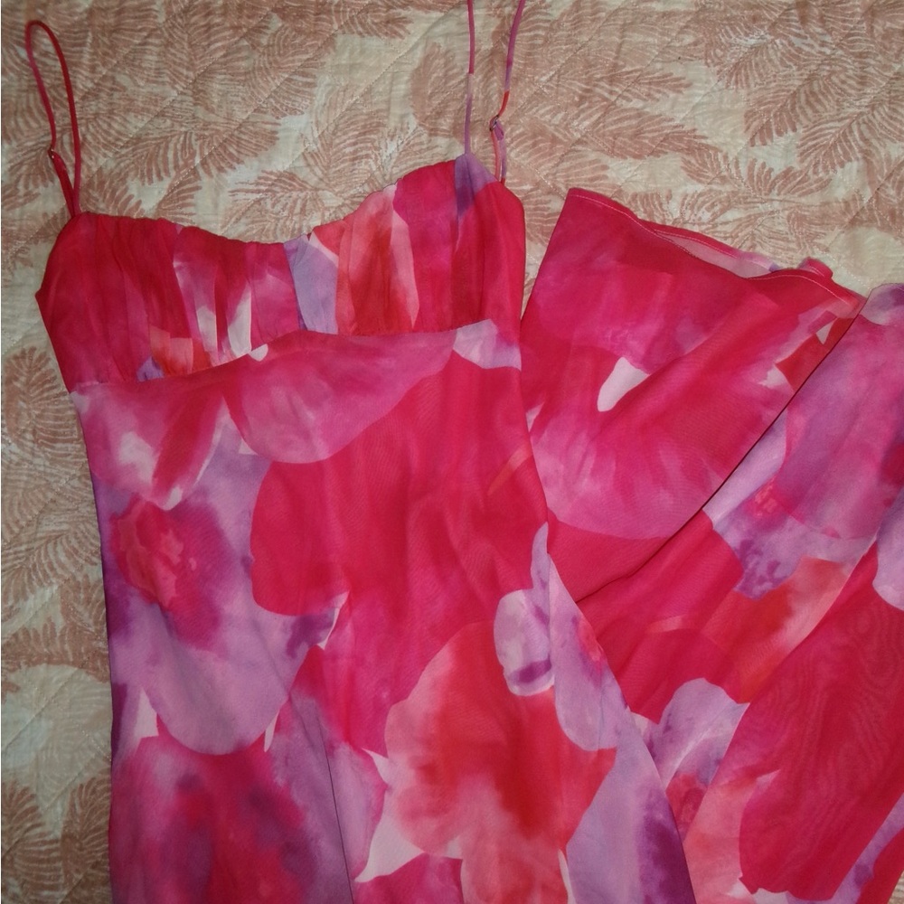 Vibrant Pink and Purple Floral Chemise
